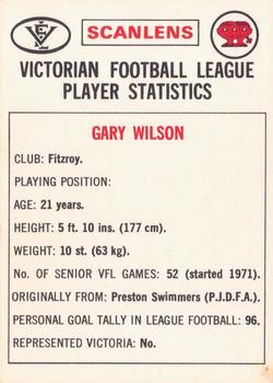 1974 Scanlens VFL #96 Garry Wilson Back